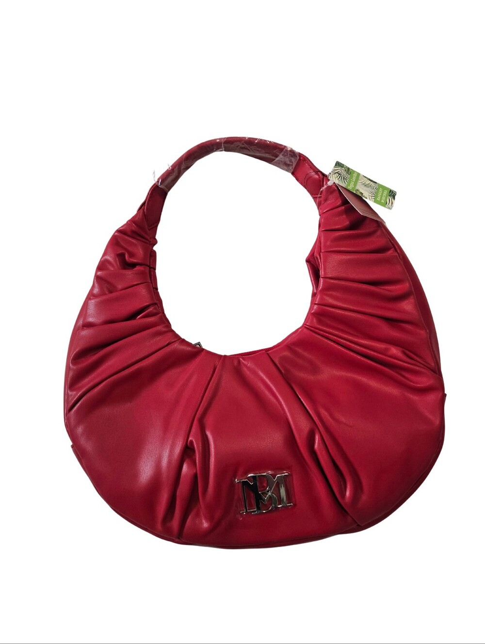 NWT Badgley Mishcka Red Pleated Hobo Crescent Bag